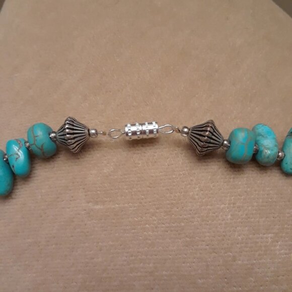 Vintage 1970's Turquenite & Sterling Silver Necklace - Picture 7 of 7